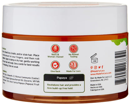 Made for Locs Retwisting Firm Hold Styling Pomade | Gel | 4 Oz (Papaya)