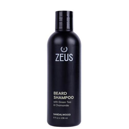 Beard Shampoo Wash, Infused with Green Tea & Natural Ingredients to Cleanse and Soften Beard – 8 Oz. Made in USA – Sandalwood | Cleansing & Moisturizing Beard Wash with Green Tea & Chamomile for Healthier, Softer, Flake Free Beard Growth (Made in USA)